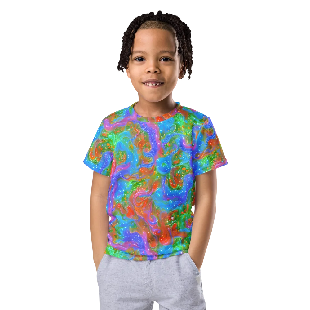 Psychedelic Cascade on Kids Crew Neck T-Shirt — Front
