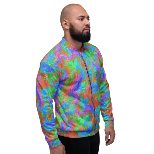 Psychedelic Cascade on a Bomber Jacket
