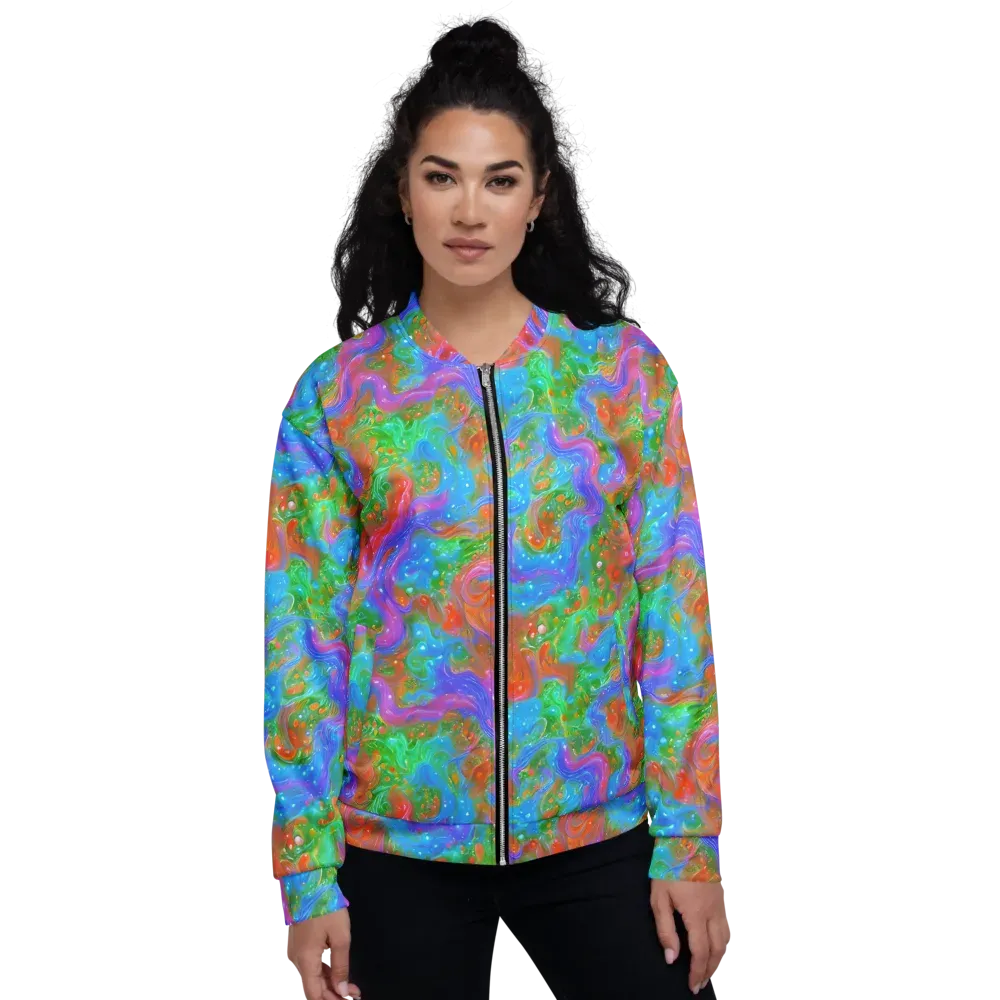 Psychedelic Cascade on Bomber Jacket — Front