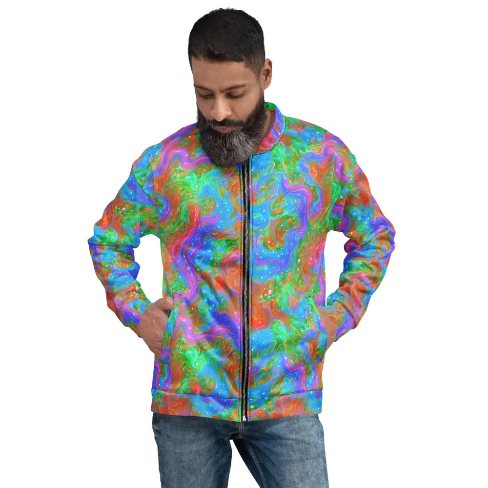 Psychedelic Cascade on Bomber Jacket — Front