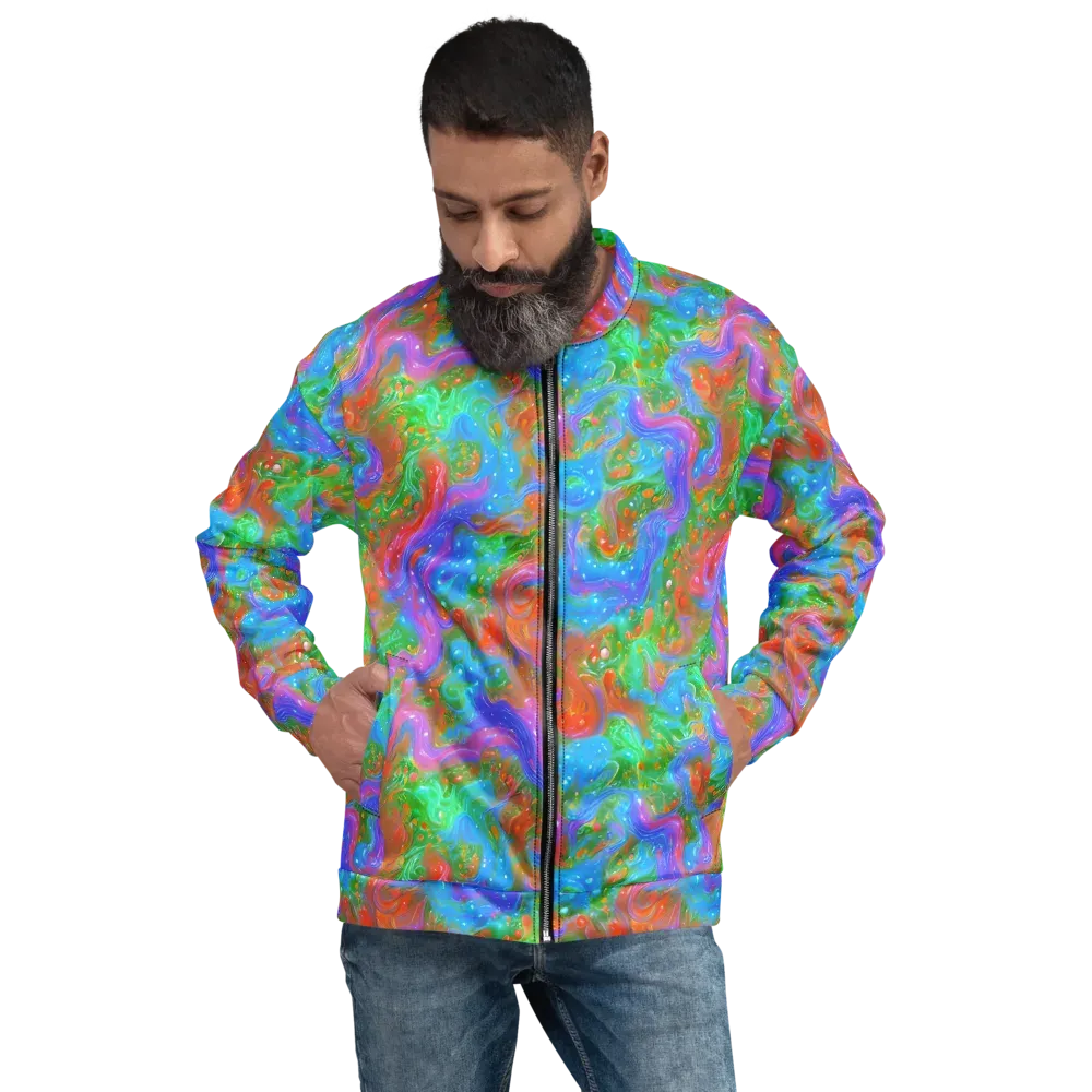Psychedelic Cascade on Bomber Jacket — Front