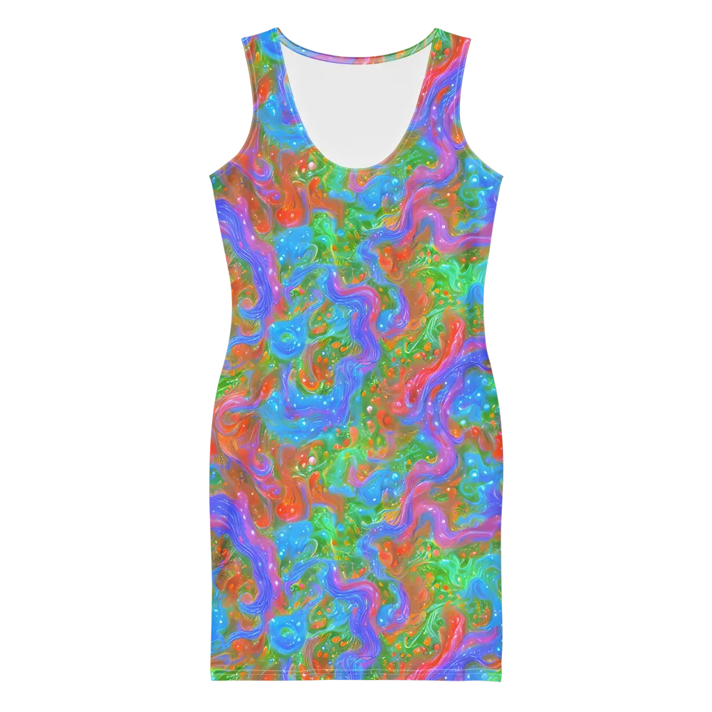 Psychedelic Cascade on Bodycon Dress — Front