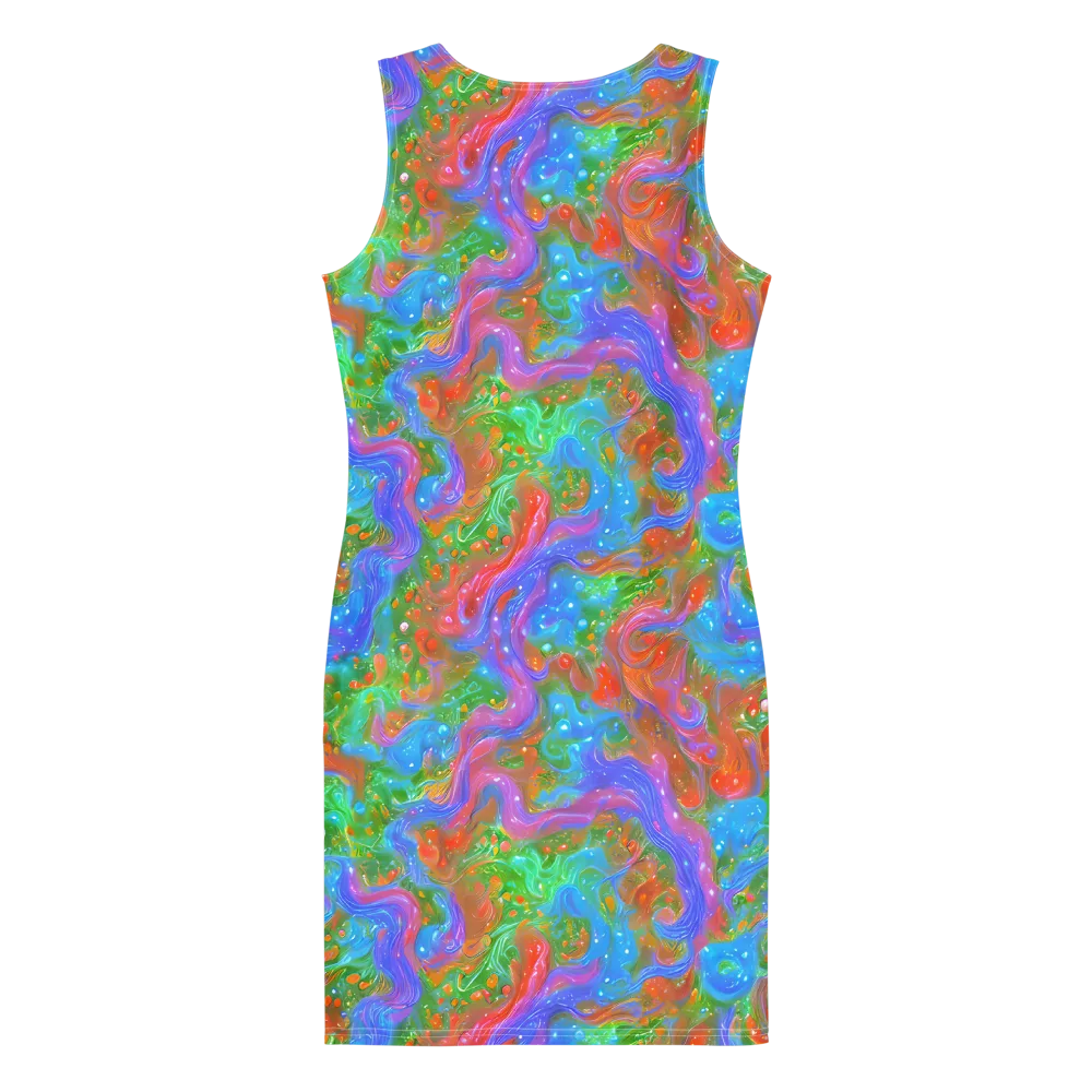 Psychedelic Cascade on Bodycon Dress — Back