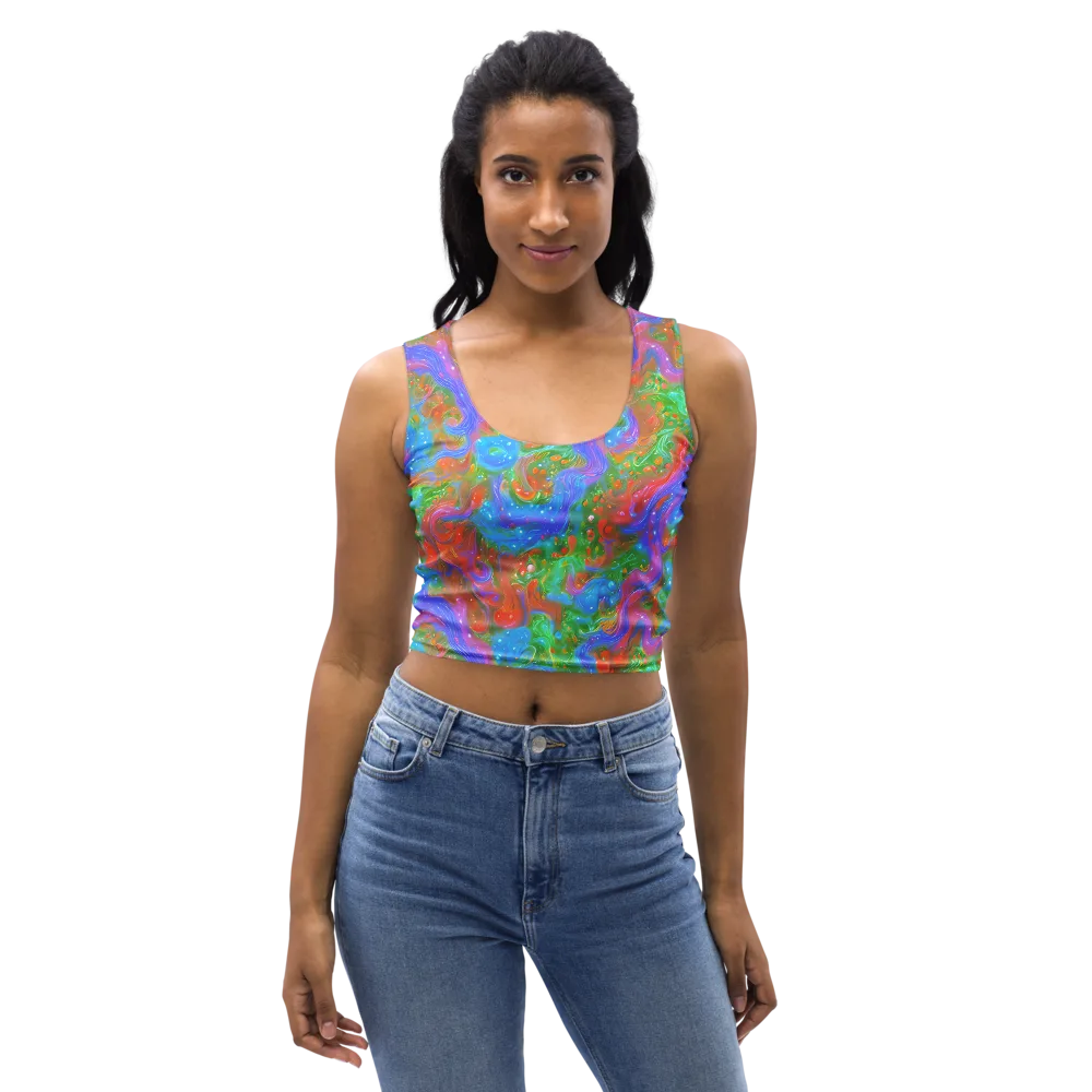Psychedelic Cascade on Crop Top — Front