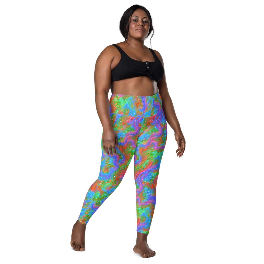 Psychedelic Cascade on Leggings with Pockets — Front