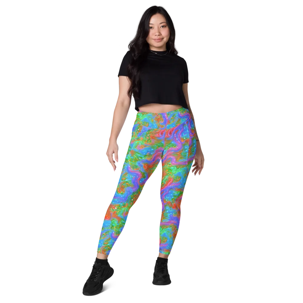 Psychedelic Cascade on Leggings with Pockets — Front
