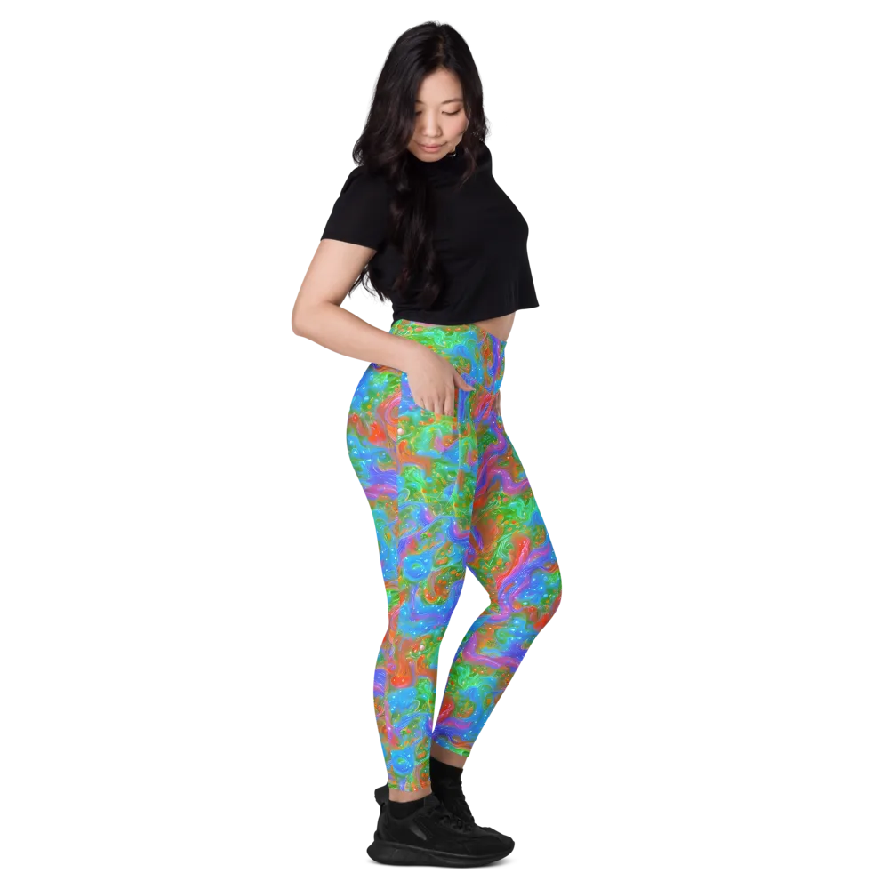 Psychedelic Cascade on Leggings with Pockets — Right