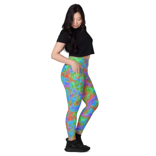 Psychedelic Cascade on a Leggings with Pockets