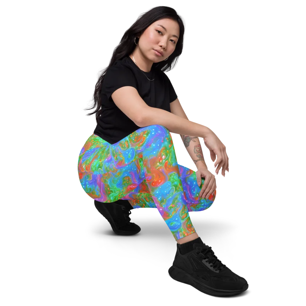 Psychedelic Cascade on Leggings with Pockets — Right Front