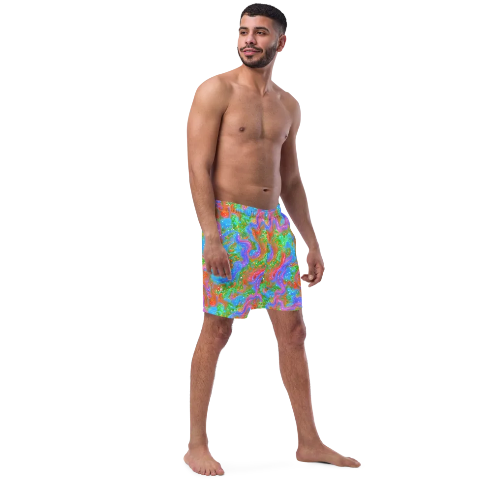 Psychedelic Cascade on Swim Trunks — Right Front