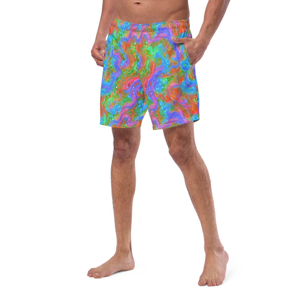 Psychedelic Cascade on Swim Trunks — Left Front