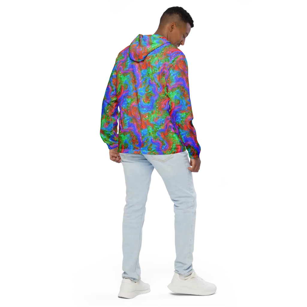 Psychedelic Cascade on Men's Windbreaker — Back