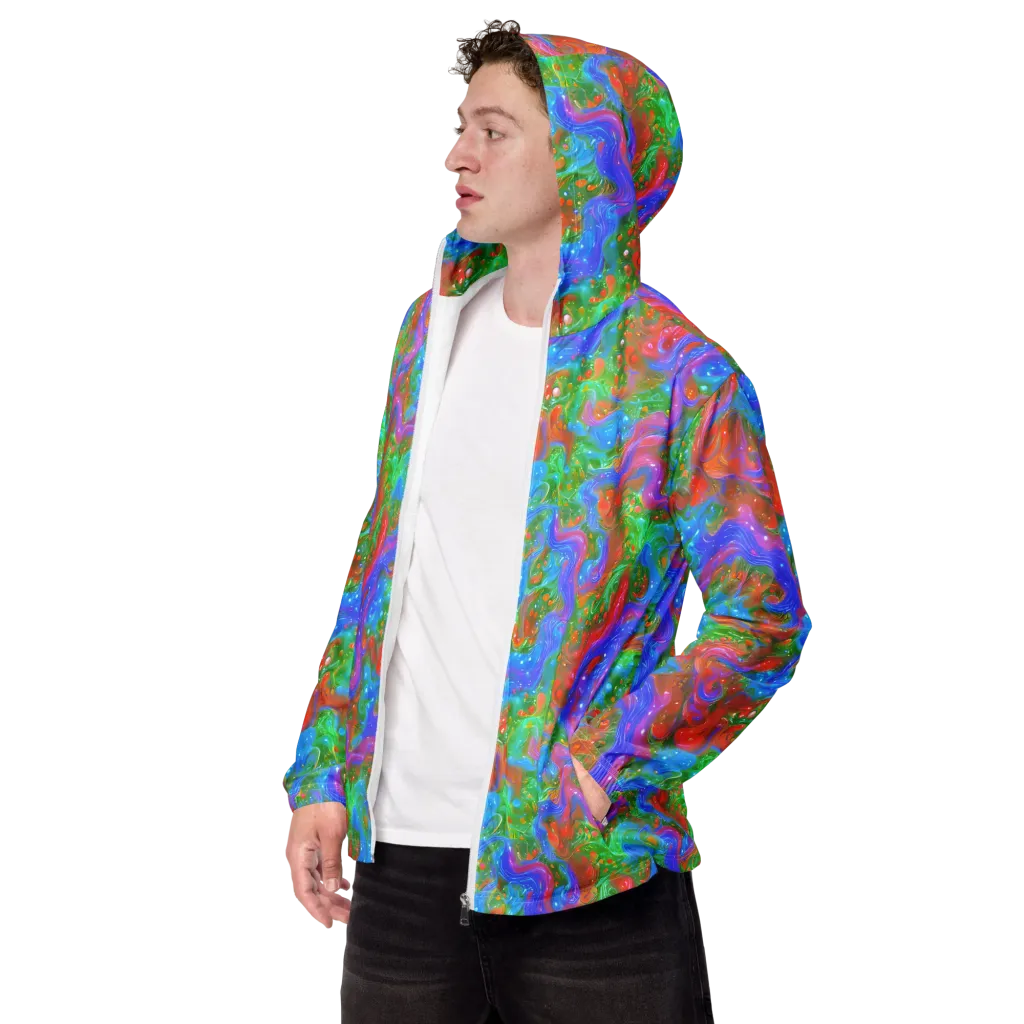 Psychedelic Cascade on Men's Windbreaker — Left Front