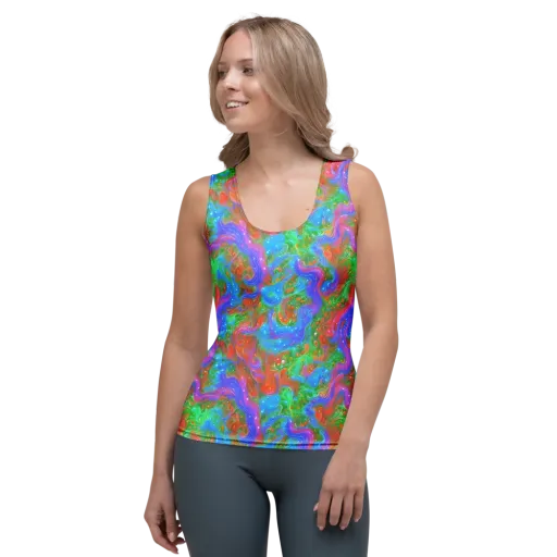 Psychedelic Cascade on a Women's Tank Top