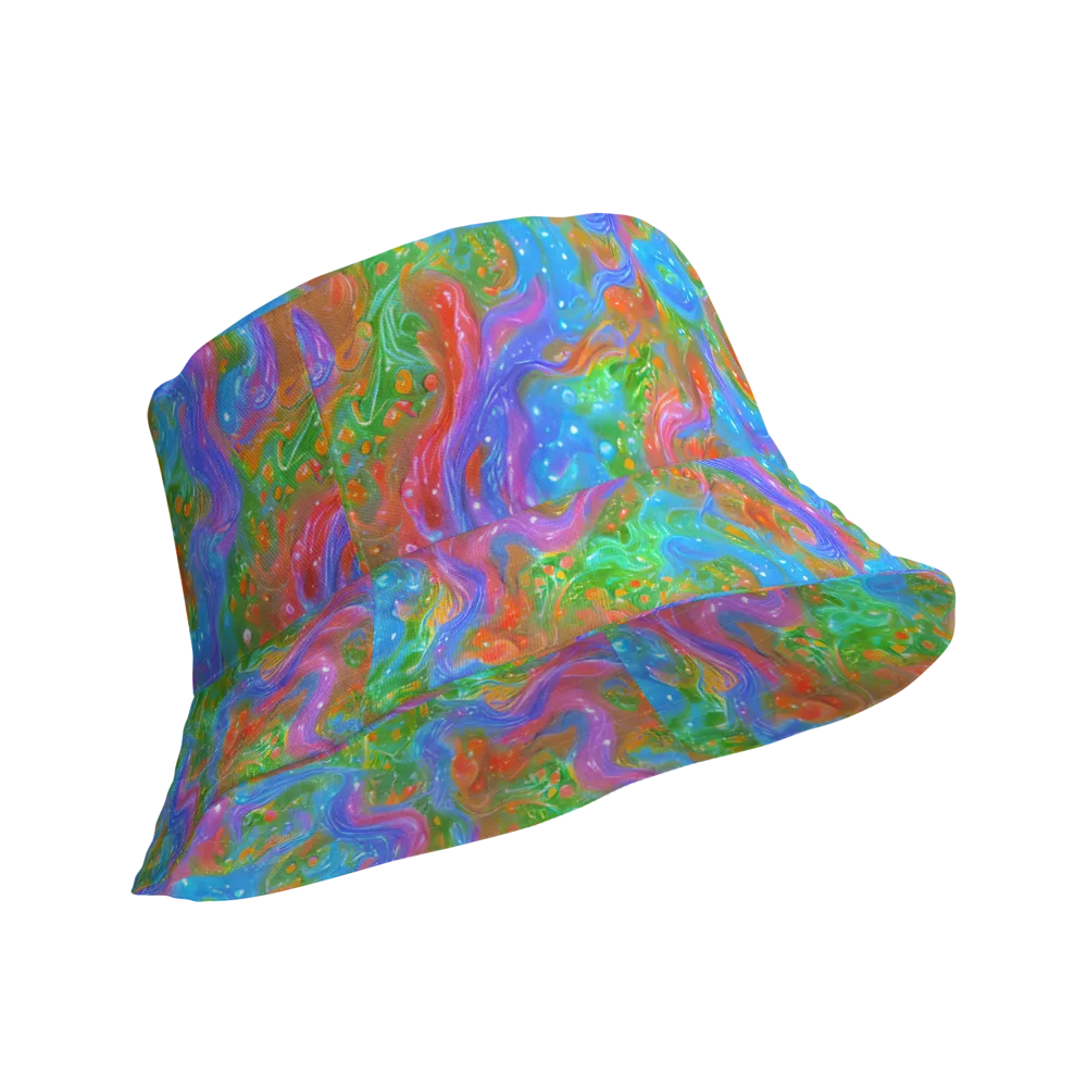 Psychedelic Cascade on Reversible Bucket Hat — Product details Outside