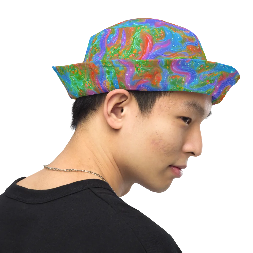 Psychedelic Cascade on Reversible Bucket Hat — Right Outside
