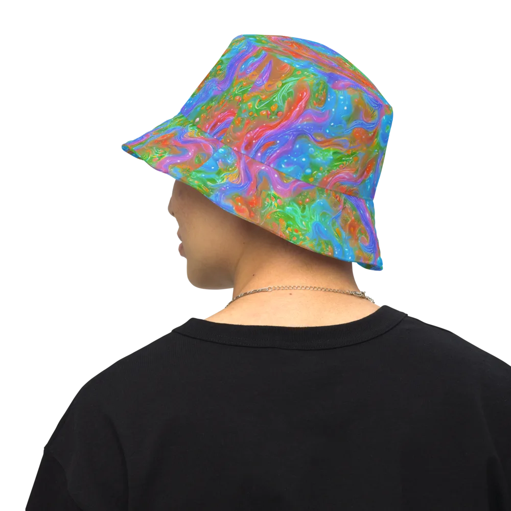 Psychedelic Cascade on Reversible Bucket Hat — Back Inside