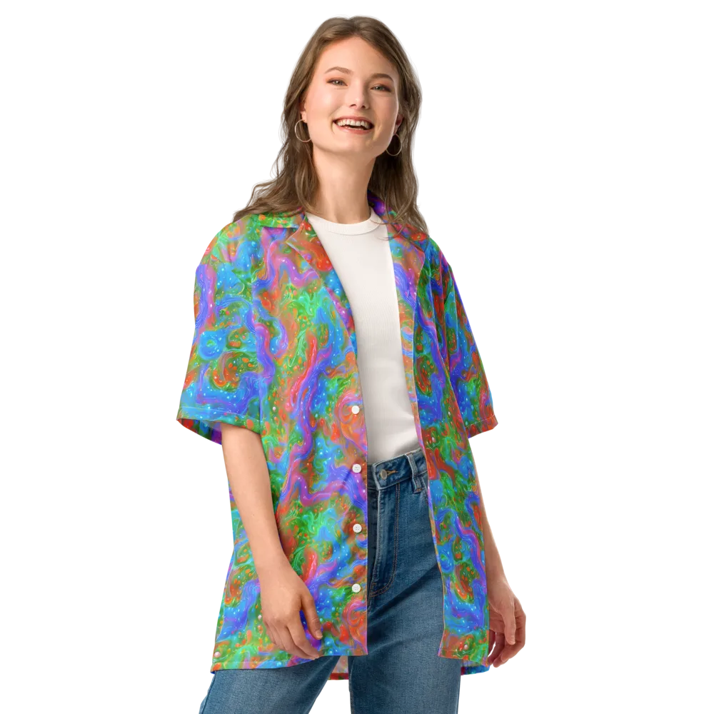 Psychedelic Cascade on Button Shirt — Front
