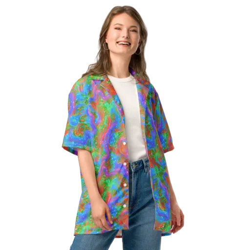 Psychedelic Cascade on a Button Shirt