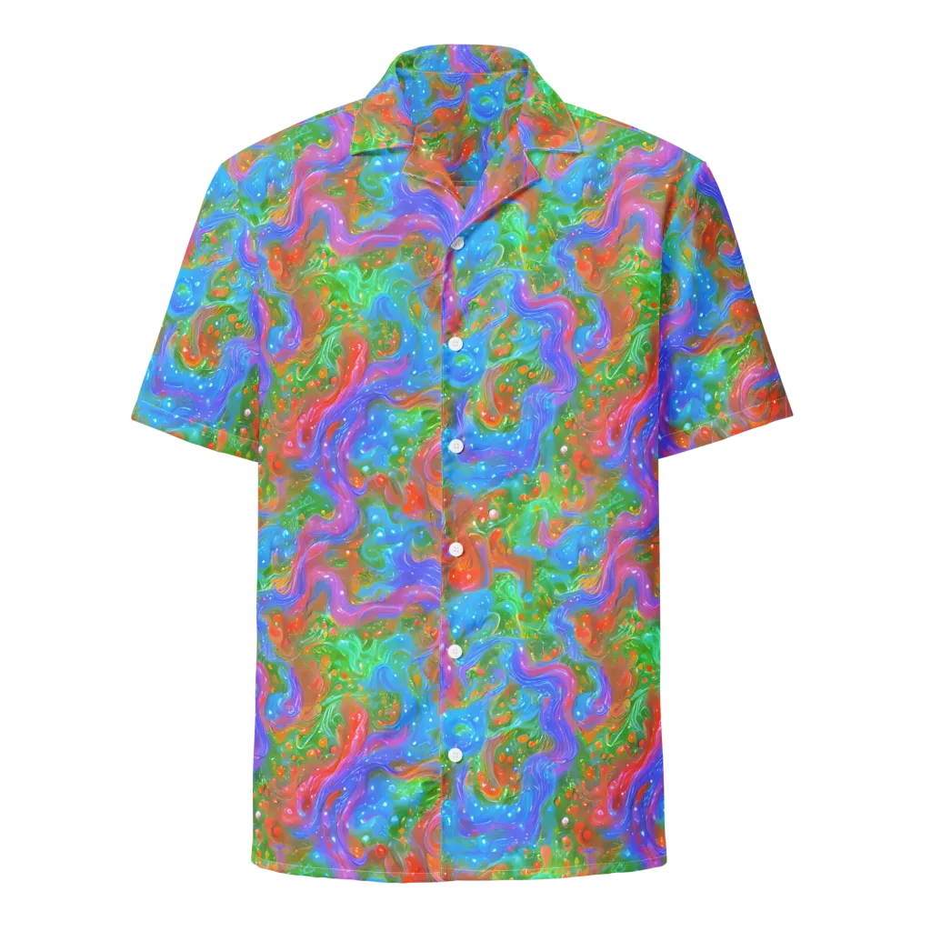 Psychedelic Cascade on Button Shirt — Front