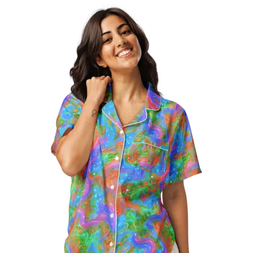 Psychedelic Cascade on a Women's Short Sleeve Pajama Top