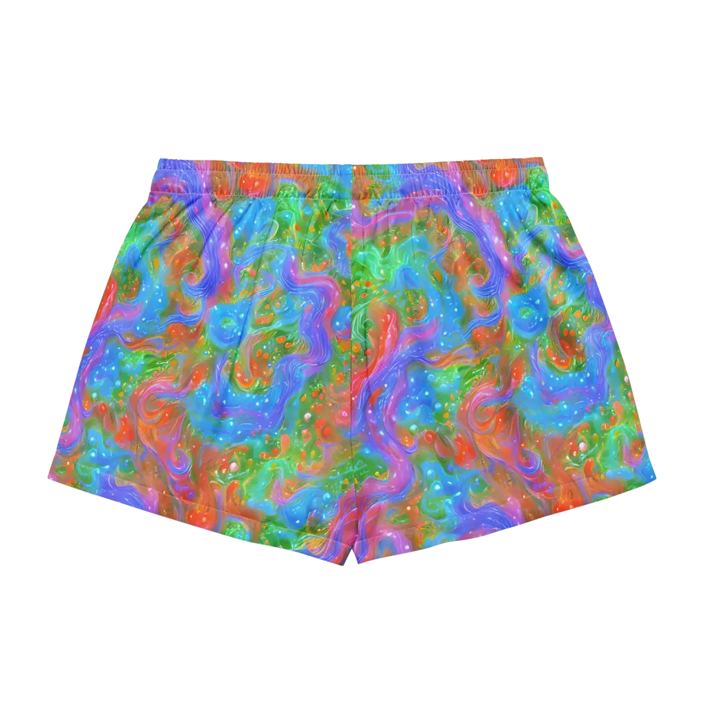 Psychedelic Cascade on Women's Pajama Shorts — Back