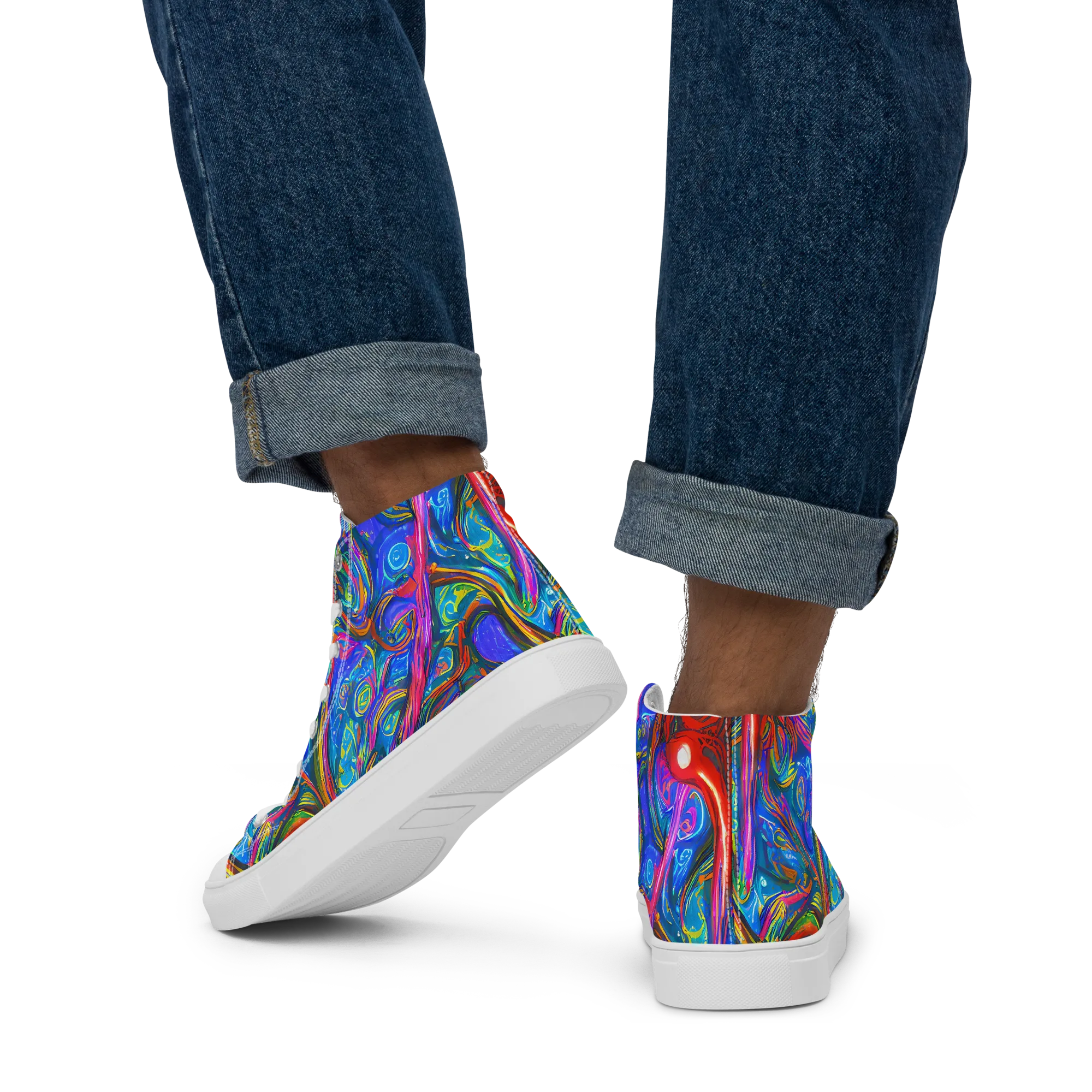 The Chromatic Dream on Men's High Top Canvas Shoes — Back