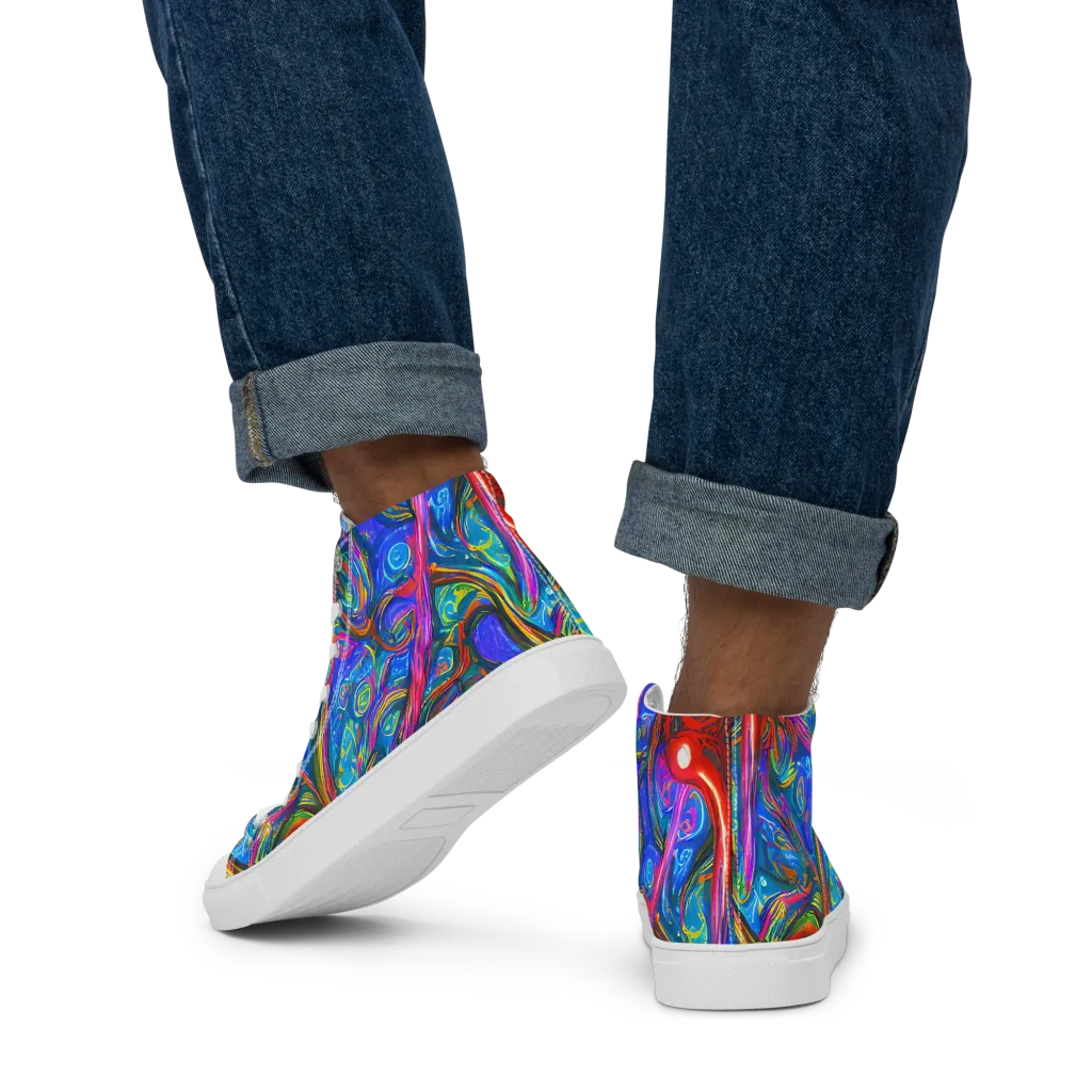 The Chromatic Dream on Men's High Top Canvas Shoes — Back