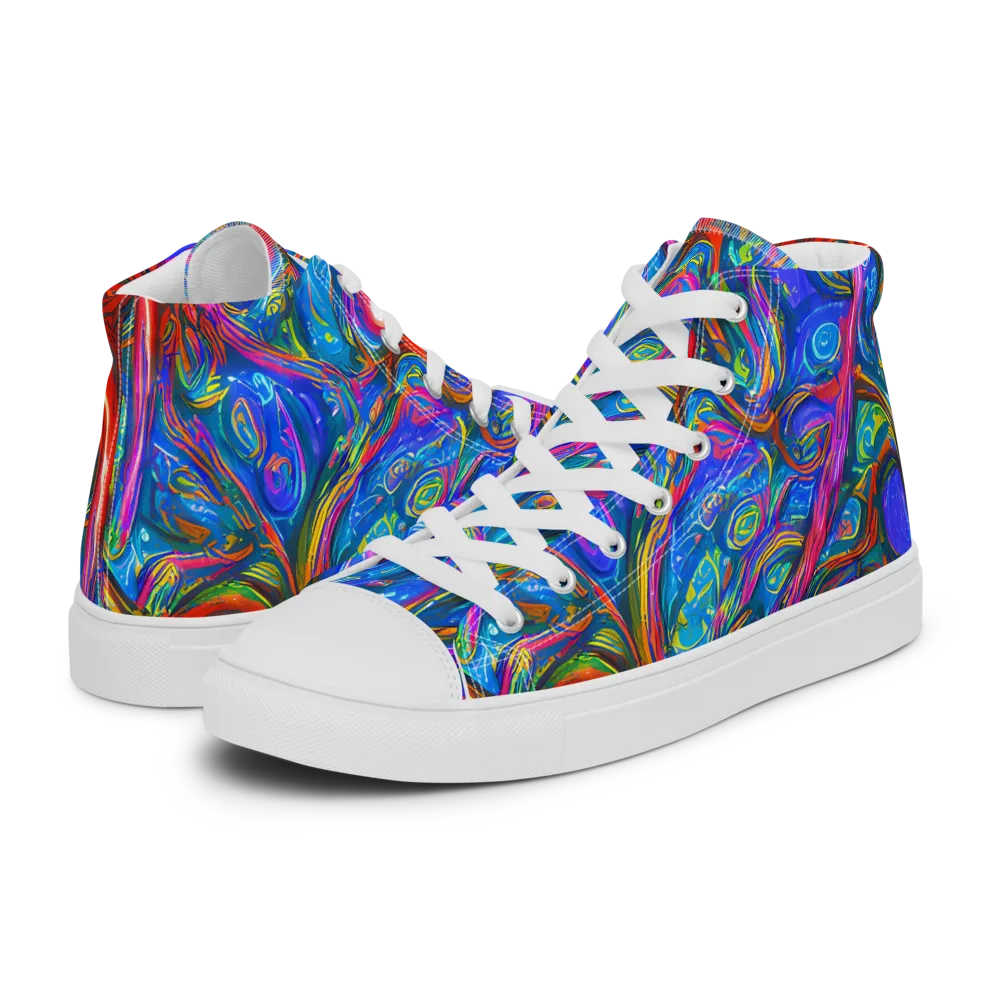 The Chromatic Dream on Women's High Top Canvas Shoes — Left