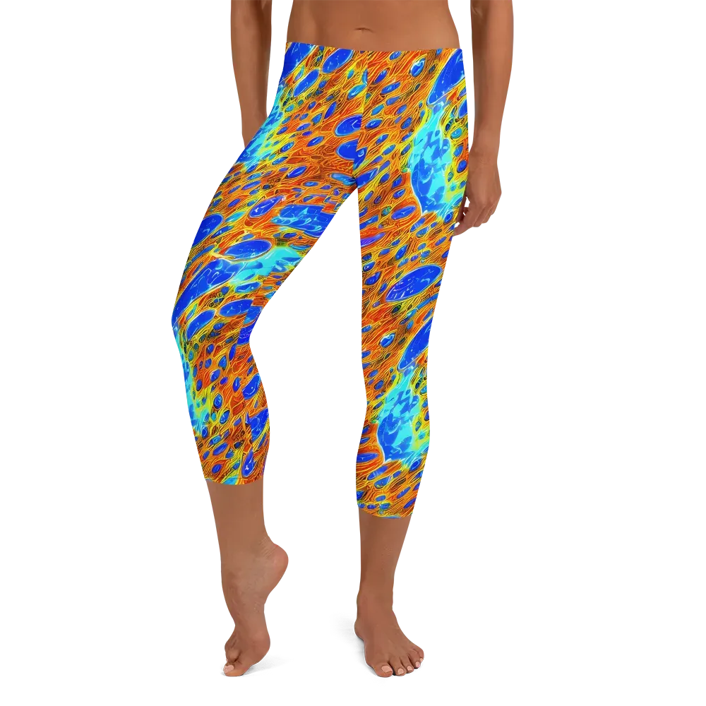 Bluefire Veins on Capri Leggings — Front