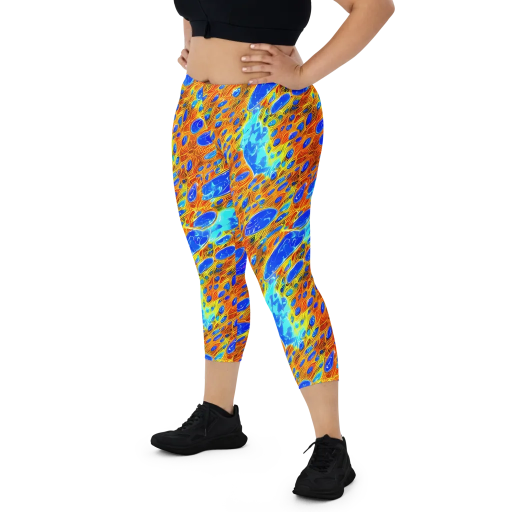 Bluefire Veins on Capri Leggings — Front