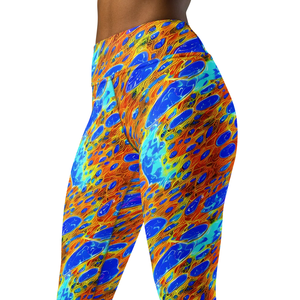 Bluefire Veins on Yoga Leggings — Left Front