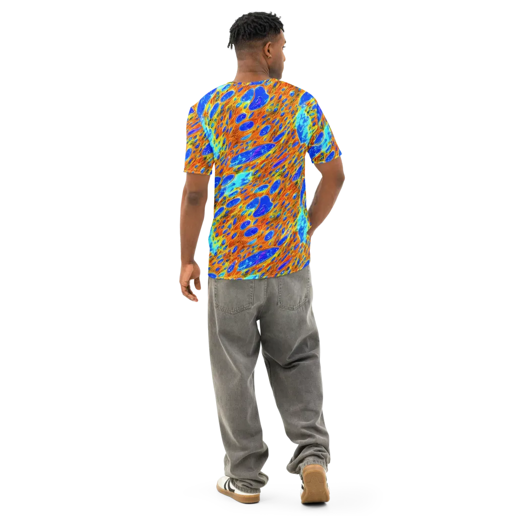 Bluefire Veins on Men's Cotton Crew Neck T-Shirt — Back