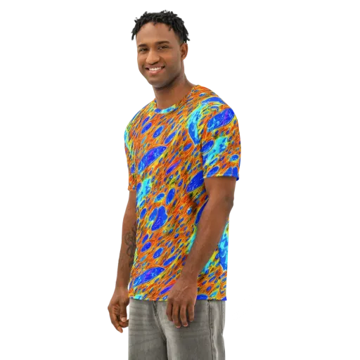 Bluefire Veins on a Men's Cotton Crew Neck T-Shirt