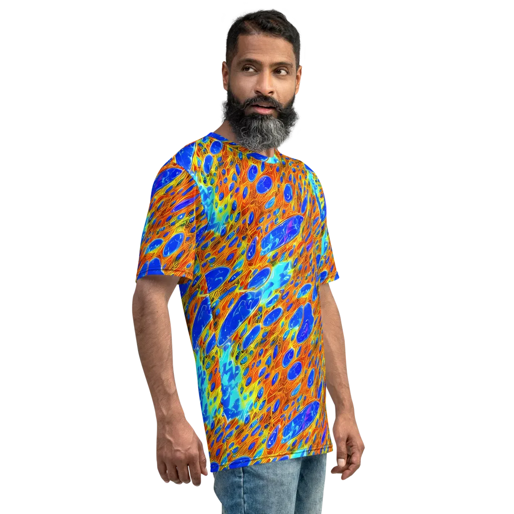 Bluefire Veins on Men's Crew Neck T-Shirt — Right