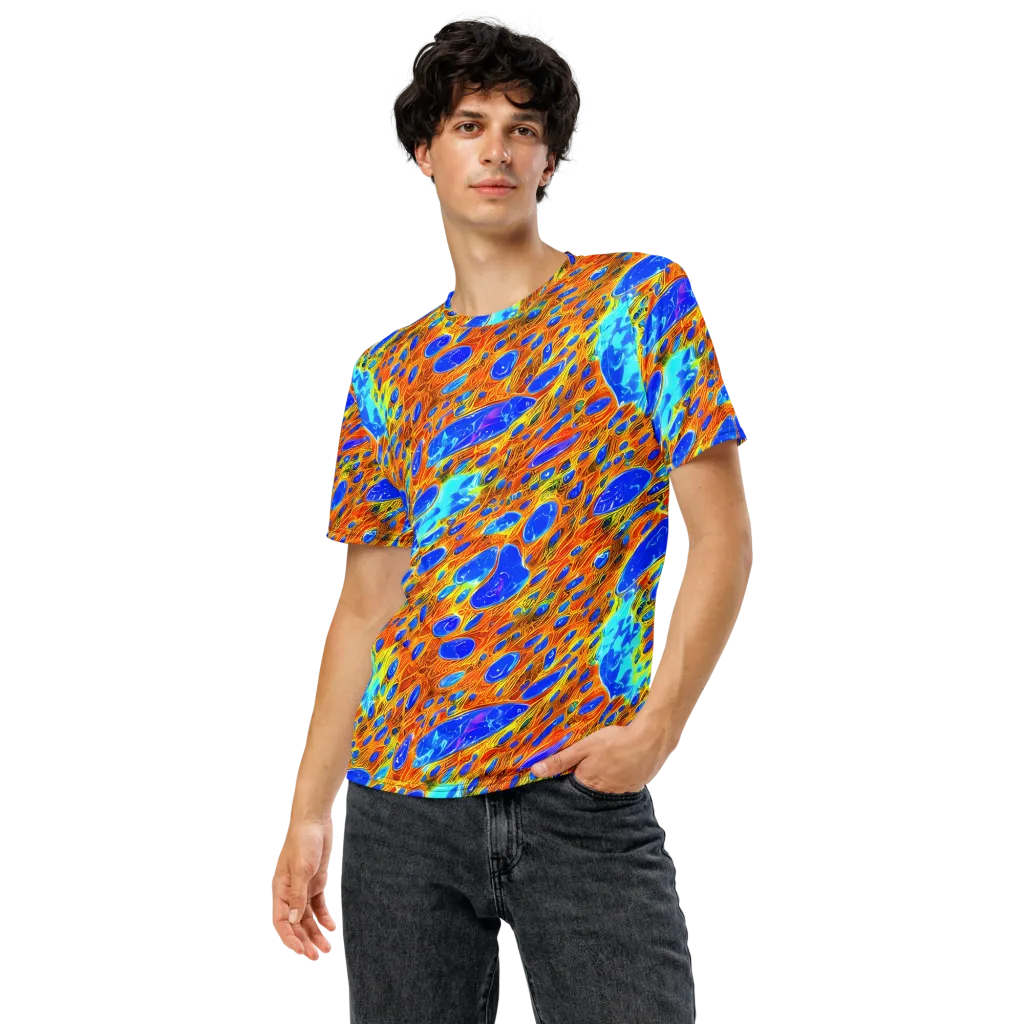 Bluefire Veins on Men's Crew Neck T-Shirt — Front