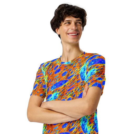 Bluefire Veins on a Men's Crew Neck T-Shirt