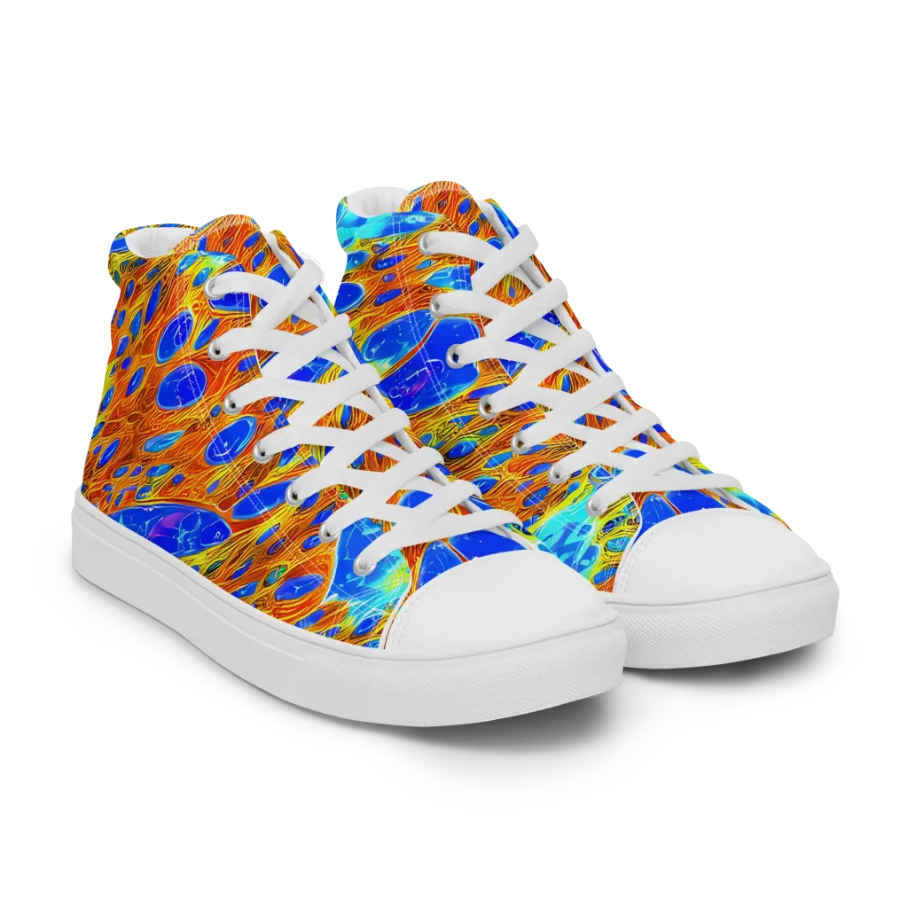 Bluefire Veins on Men's High Top Canvas Shoes — Right Front