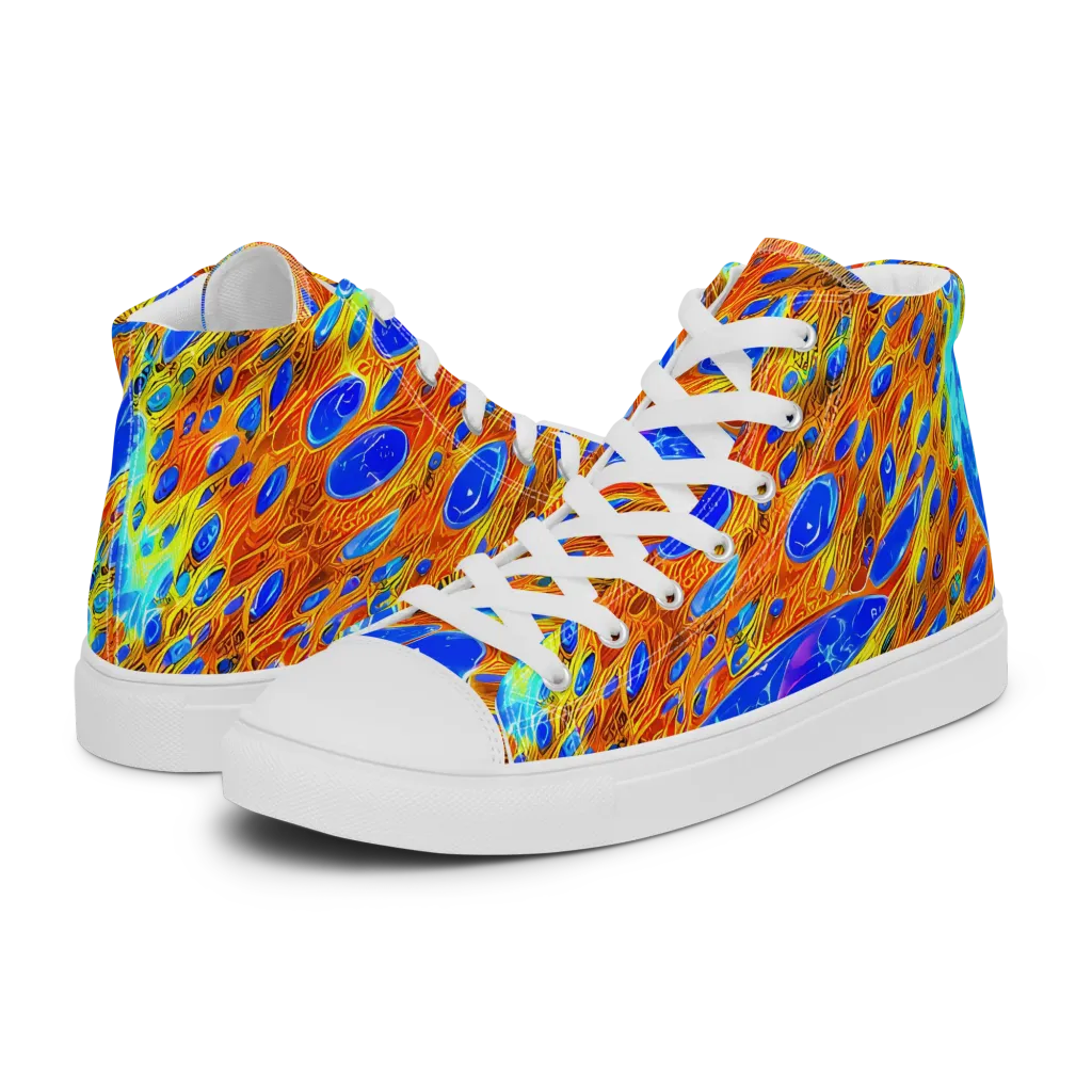 Bluefire Veins on Men's High Top Canvas Shoes — Left