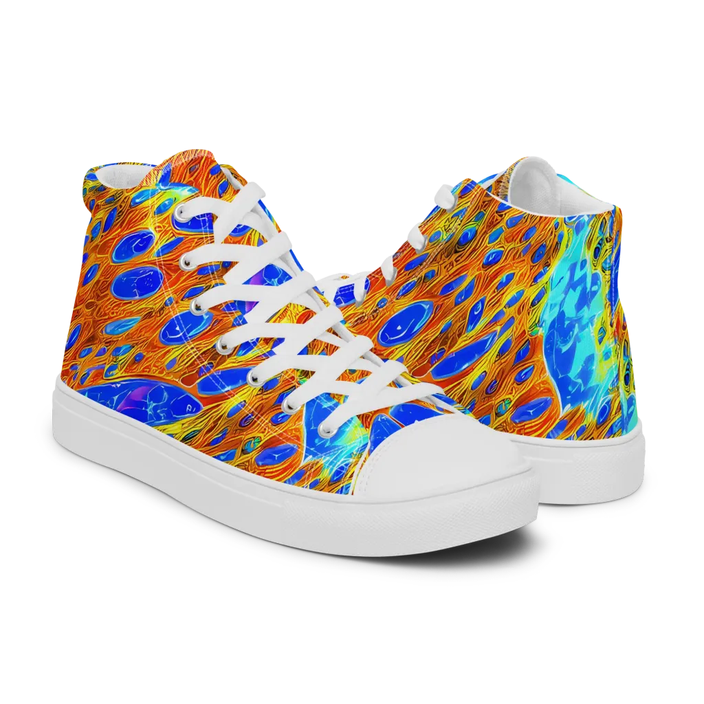 Bluefire Veins on Men's High Top Canvas Shoes — Right
