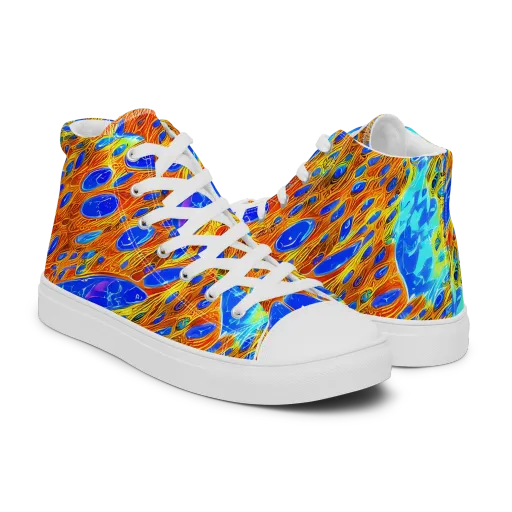 Bluefire Veins on a Men's High Top Canvas Shoes
