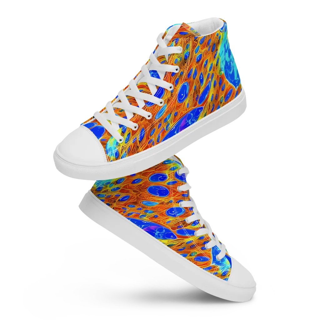 Bluefire Veins on Men's High Top Canvas Shoes — Front
