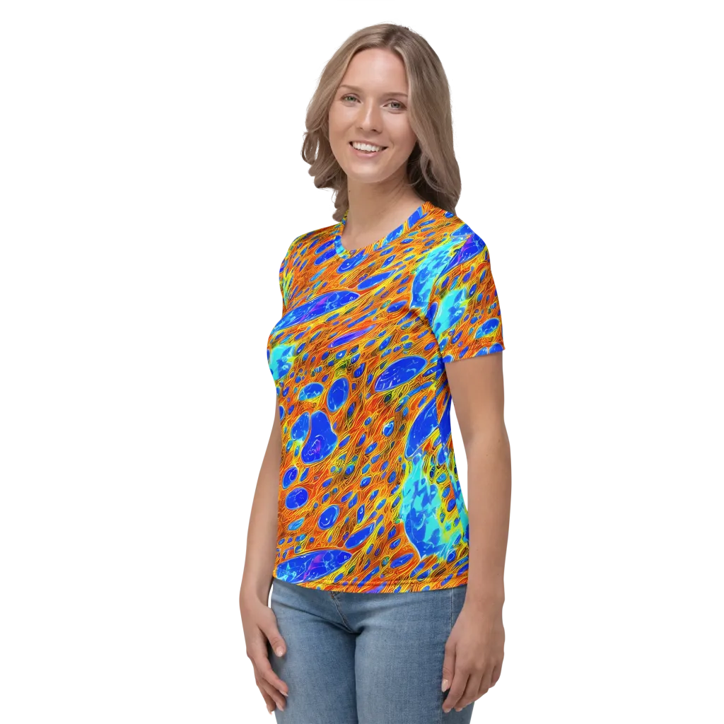 Bluefire Veins on Women's Crew Neck T-Shirt — Left