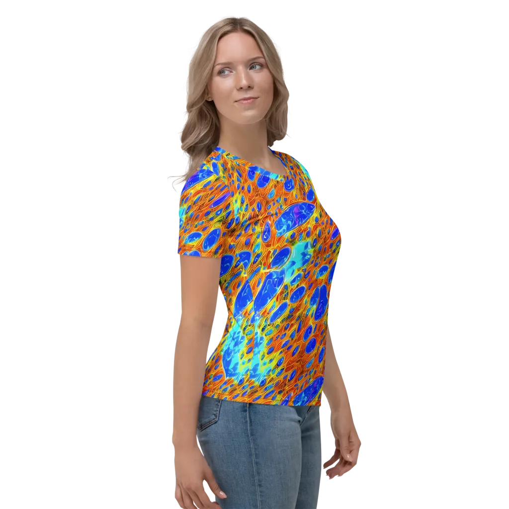 Bluefire Veins on Women's Crew Neck T-Shirt — Right