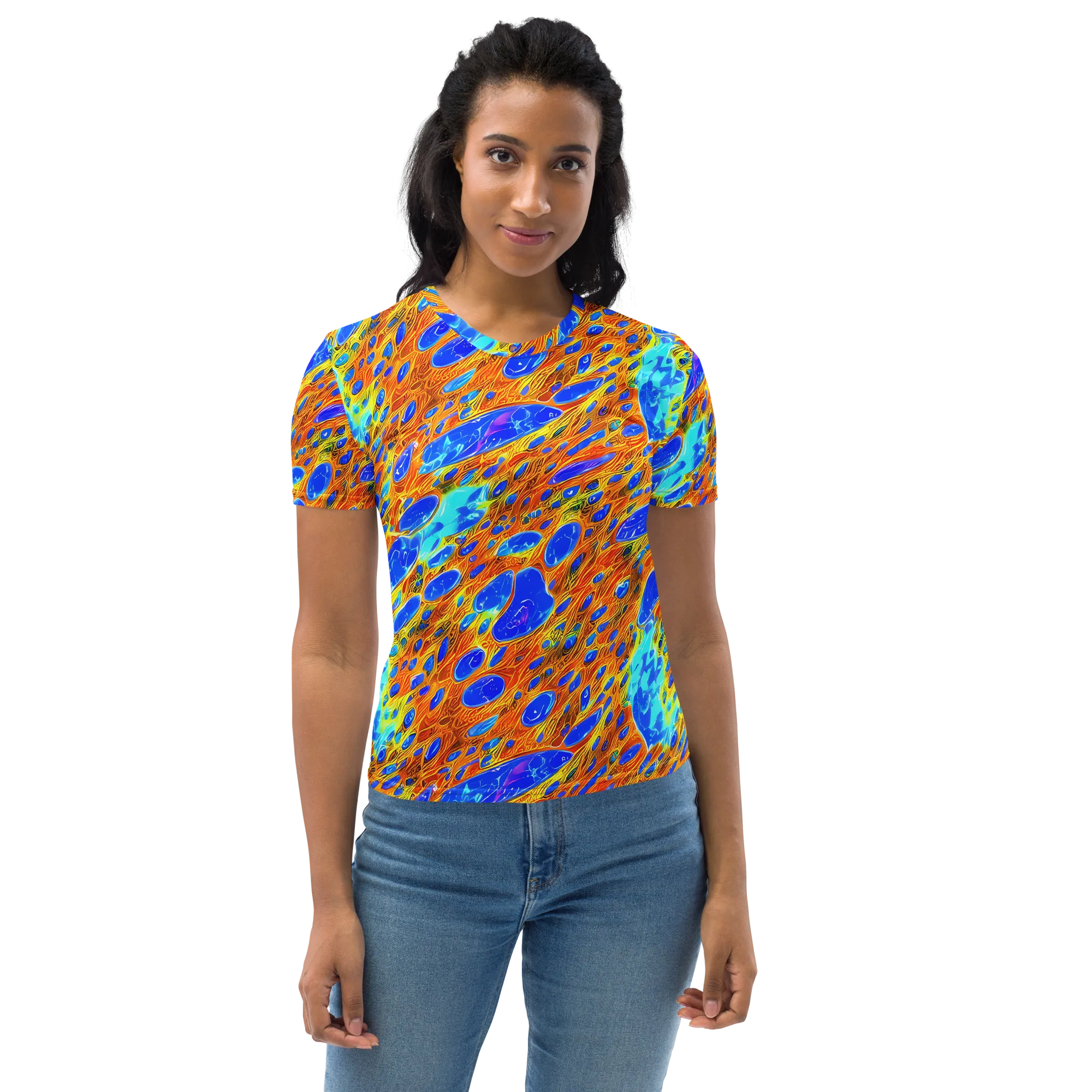 Bluefire Veins on Women's Crew Neck T-Shirt — Front
