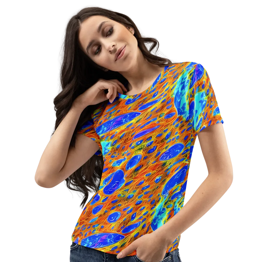 Bluefire Veins on Women's Crew Neck T-Shirt — Left Front