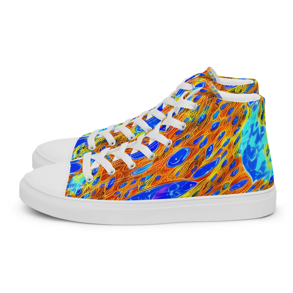 Bluefire Veins on Women's High Top Canvas Shoes — Left