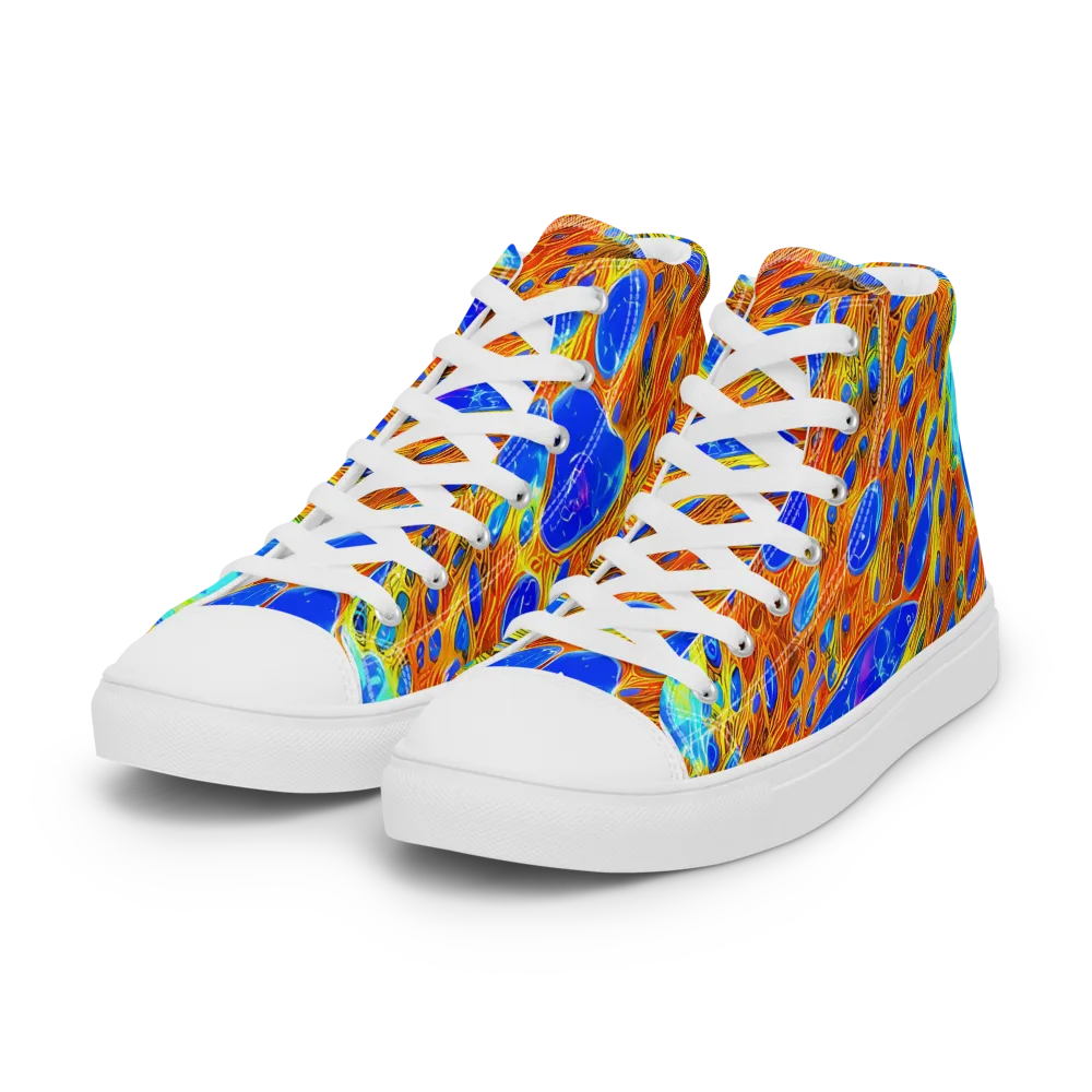 Bluefire Veins on Women's High Top Canvas Shoes — Left Front