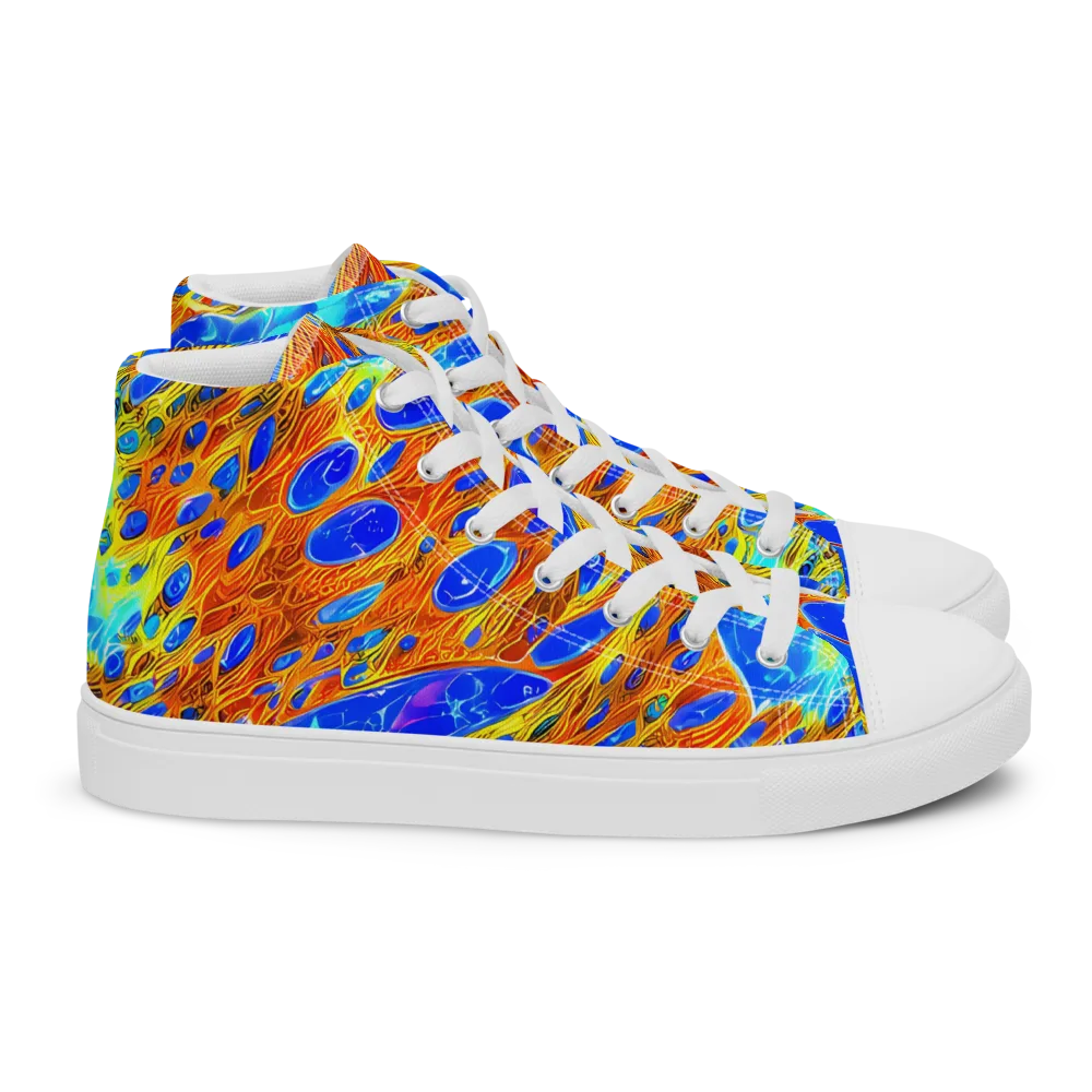 Bluefire Veins on Women's High Top Canvas Shoes — Right