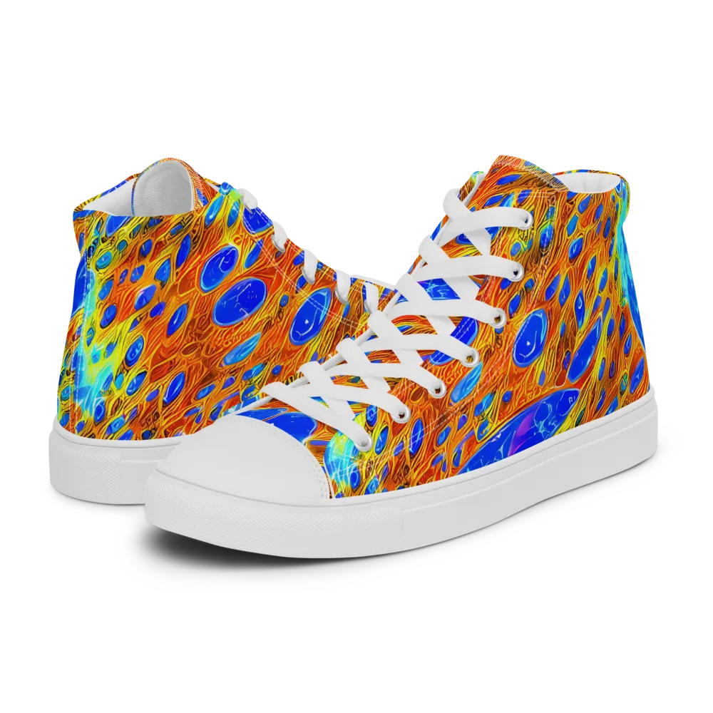 Bluefire Veins on Women's High Top Canvas Shoes — Left
